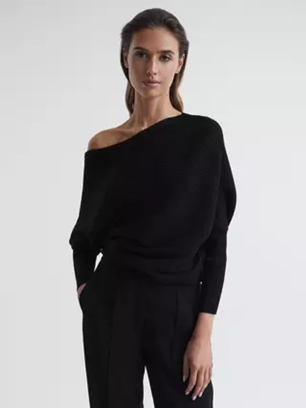 Reiss Lorna Ribbed Cold Shoulder Jumper