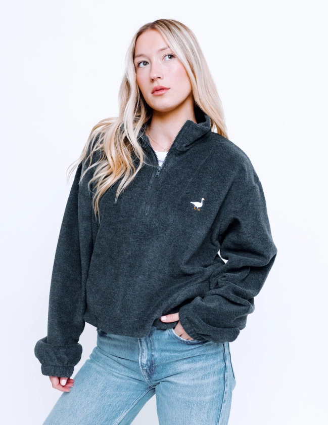 Unisex Charcoal Goose 1/4 Zip Fleece