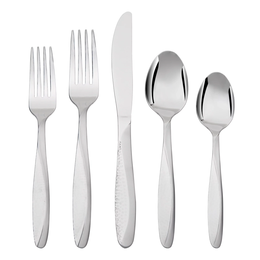 Mainstays Fiona 20 Piece Stainless Steel Flatware Set, Silver Tableware