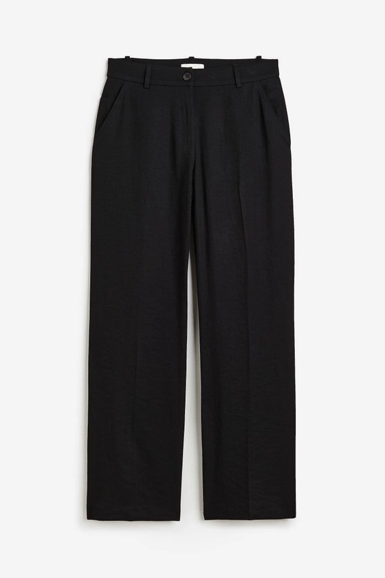 Straight trousers - Regular waist - Long - Black - Ladies | H&M GB