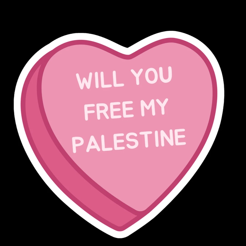 Will You Free My Palestine Conversation Heart Sticker Handmade Waterproof - Etsy UK