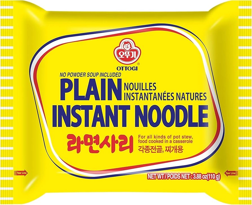 [OTTOGI] PLAIN INSTANT NOODLE, For all kinds of pot stew, food cooked in a casserole, For Hot Pot, Shabu Shabu, and stews (110g) - 16 Pack