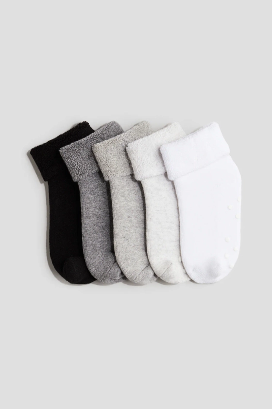 Lot de 5 paires de chaussettes antidérapantes - Gris/noir - ENFANT | H&M FR