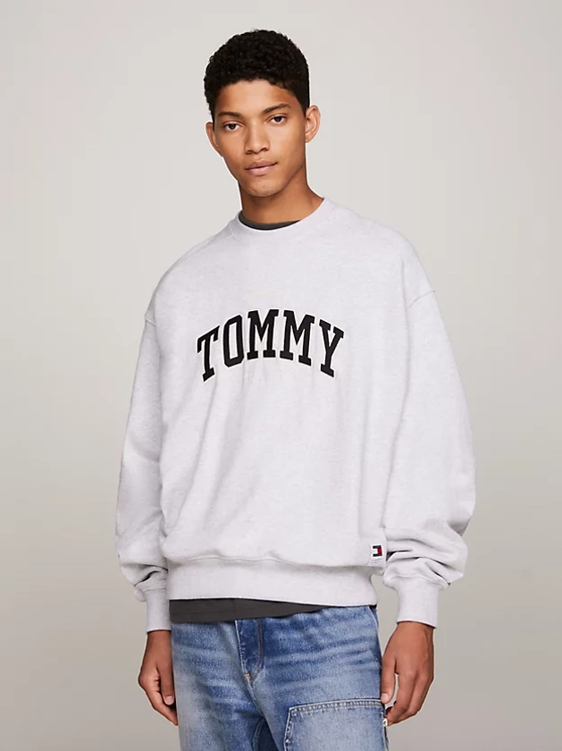 Varsity Boxy Cropped Sweatshirt | Grey | Tommy Hilfiger