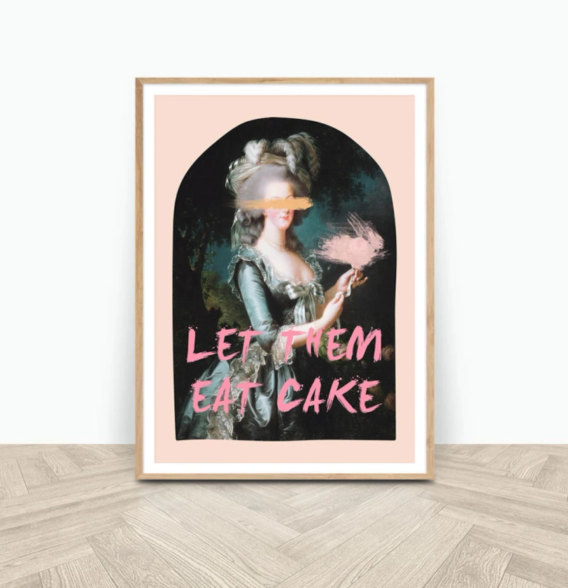 Marie Antoinette Print Let Them Eat Cake Quote Poster Printable Wall Art Digital Download Art Pink Wall Print - Etsy