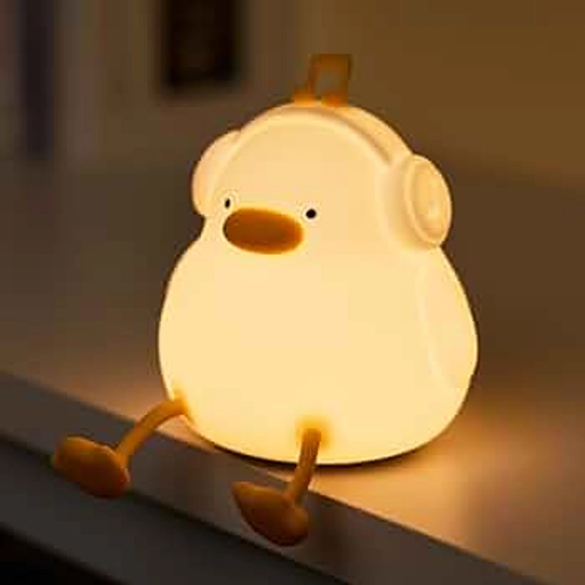 AGEK Duck Night Light, Cute Silicone Squishy Light Up Duck Lamp for Kids, 3-Level Dimmable Breastfeeding Nursery Nightlight, Touch Bedside Lamp Creative Gifts for Boys Girls Baby Children