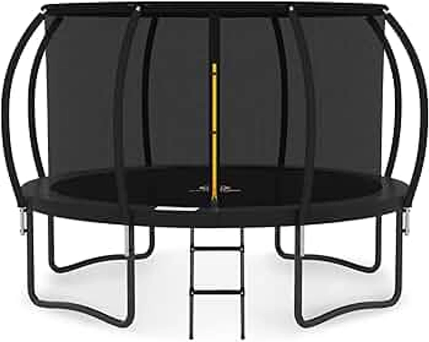 JUMPZYLLA Trampoline 8FT 10FT 12FT 14FT 15FT 16FT Trampoline with Enclosure - Recreational Trampolines with Ladder and AntiRust Coating, ASTM Approval Outdoor Trampoline for Kids