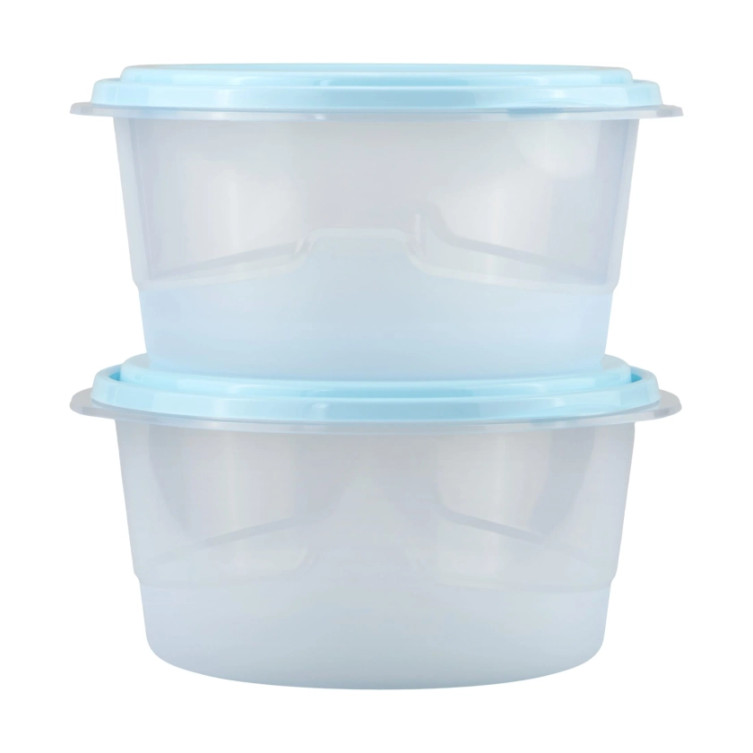 GoodCook EveryWare Extra-Large 15.7 Cup Round Food Storage Container, Set of 4, Blue, BPA Free