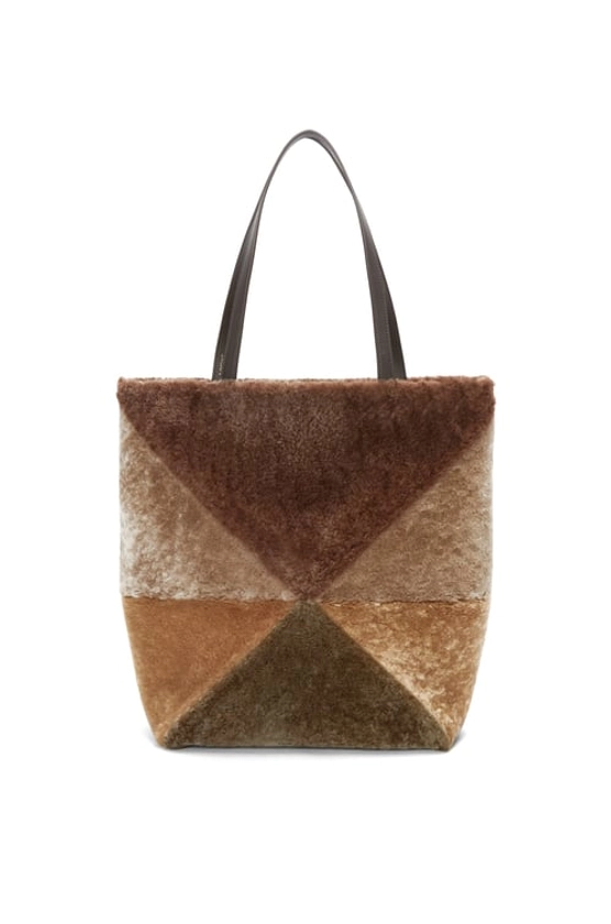 Grand Puzzle Fold Tote en peau lainée Multicolore - LOEWE