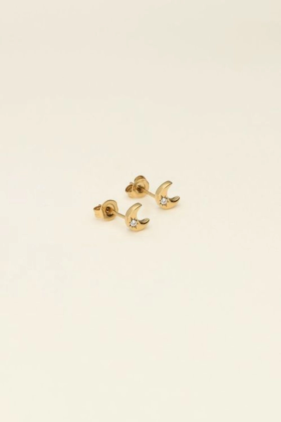 Mystic studs met maan en steentje | My Jewellery