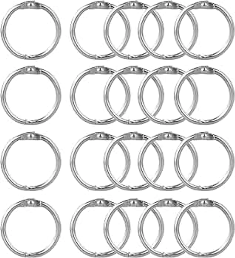 Lot de 20 anneaux de reliure en métal pour plateau mémo - Porte-clés (20 mm)