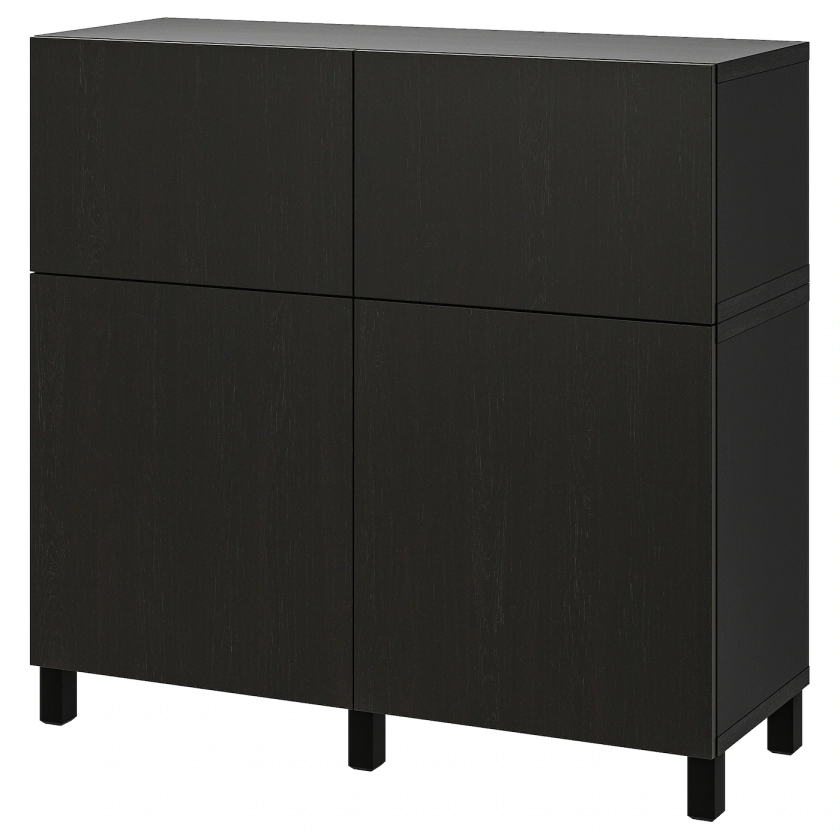 BESTÅ combi rangement portes/tiroirs, brun noir/Lappviken/Stubbarp brun noir, 120x42x112 cm - IKEA Belgique