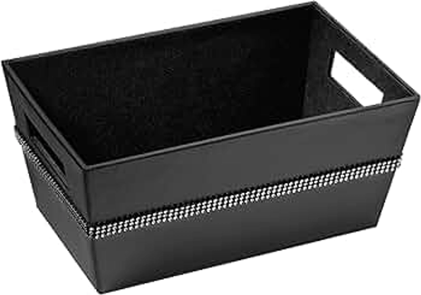 Premier Housewares Rectangle Storage Box with Diamante Detail - Black