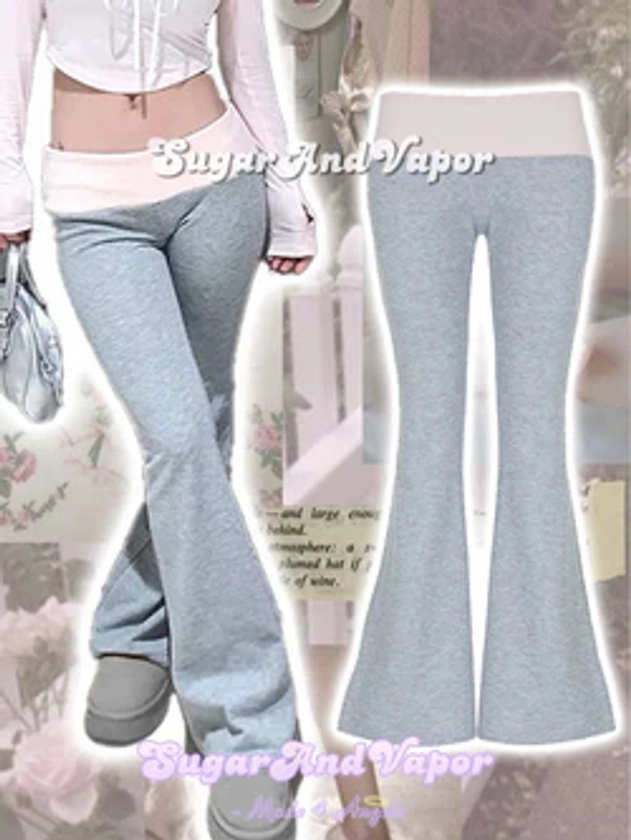 Isolde Grey Coquette Low-rise Flared Jogger Pants