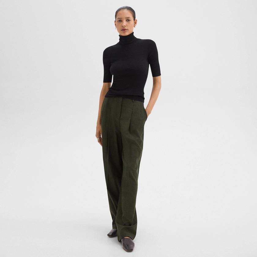 Sleek Flannel Double Pleat Pant | Theory