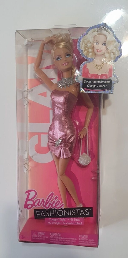 Barbie Fashionistas Swappin’ Styles GLAM Articulated Doll T7413 2010 Mattel NIB