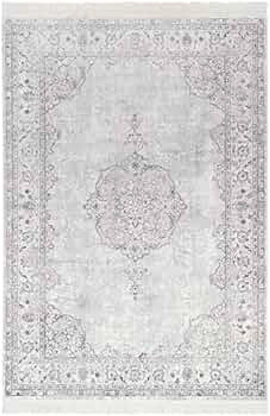 Nouristan Naveh Tapis Poils Courts Franges-Vintage-en Velours Oriental-pour Salle à Manger, Salon, Chambre à Coucher-Rose Pastel, 95 x 140 cm, Rayonne Coton, 95x140 cm