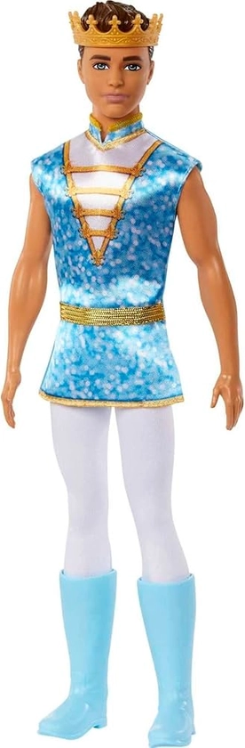Ken Doll | Kids Toys | Royal Ken with Gold Crown and Blue Tunic | Barbie Fairytale Brunette Doll with Riding Boots | Gifts for Kids, HLC22, Multicolor : Amazon.co.uk: Toys & Games