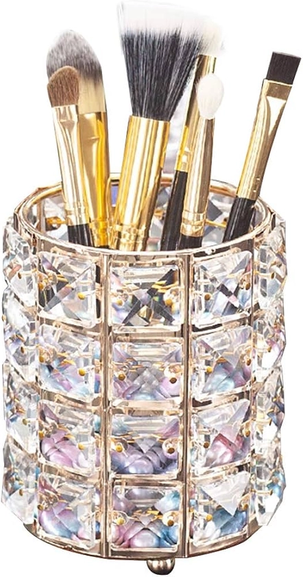 LUGUNU Makeup Brush Holder Organizer Crystal Vanity Decor Bling Personalized Comb Brushes Pen Storage Box Container (Crystal Pot)