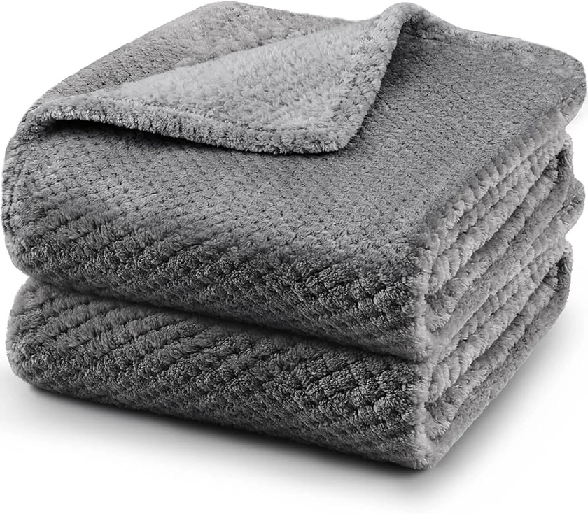 ASIJIA 2PCS Dog Blanket Cat Blanket, 70 x 100 cm Thick Washable Soft and Warm Pet Blankets for Small and Medium Dogs & Cats (Grey)