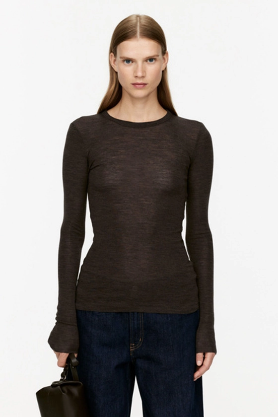 Long-Sleeved Merino Top – Brown – Women – ARKET NL