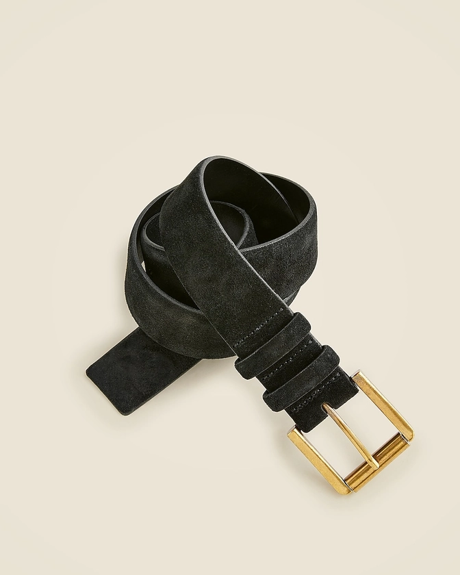 Suede roller-buckle belt