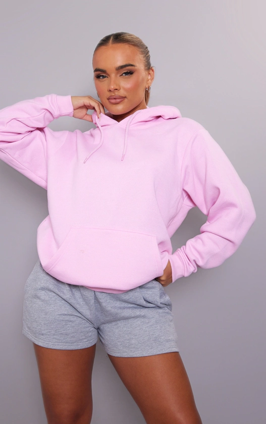 Baby Pink Oversized Fit Sweat Hoodie | Tops