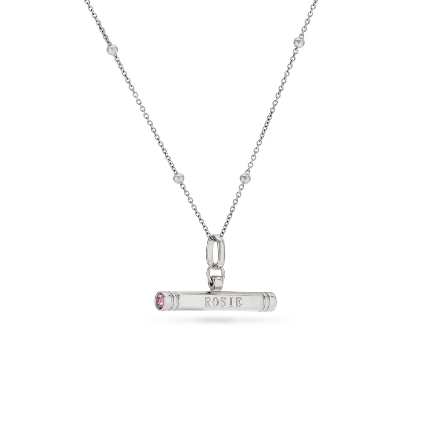 Custom Stamped T-Bar Necklace (Silver)