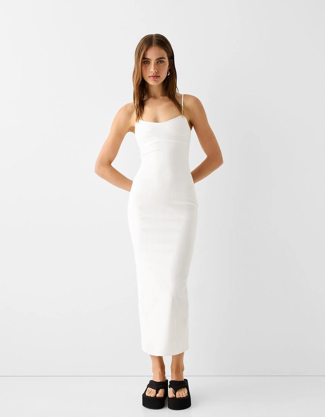 Robe midi bretelles bengaline - Femme