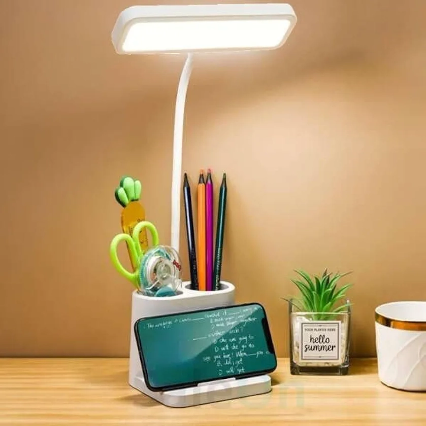 Buy SaleOn LED Desk Lamp, Rechargeable Study Lamp, 3 Color Modes with Eye Care, Desk Lamp with Pen and Phone Holder, Touch Sensor Lamp with USB Charging, Flexible Gooseneck Lamp, Adjustable Reading Lamp Online at Low Prices in India - Amazon.in