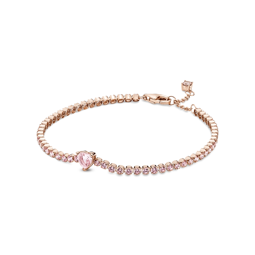 Bracelete Riviera Coracao Brilhante Rosa - Pandora Joias | Charms, Braceletes, Anéis | Site Oficial