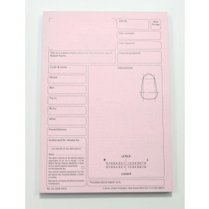 Pink Lab / Laboratory Work Tickets / Prescription Forms - Book of 50