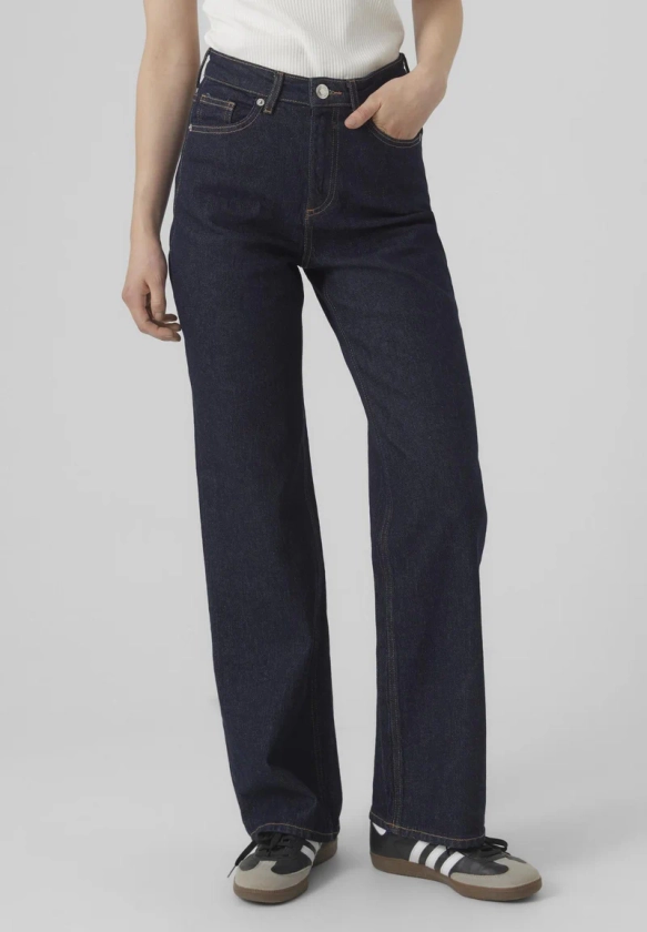 Vero Moda VMTESSA HR RA369 GA - Kelnės - dark blue denim detail rinse/tamsiai mėlynų džinsų - Zalando.lt