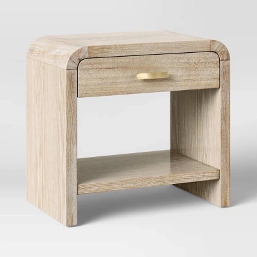 Zebrina Wood Nightstand with Drawer Natural - Threshold™: Bohemian Style, Arched Design, Square Shape, Stained Finish