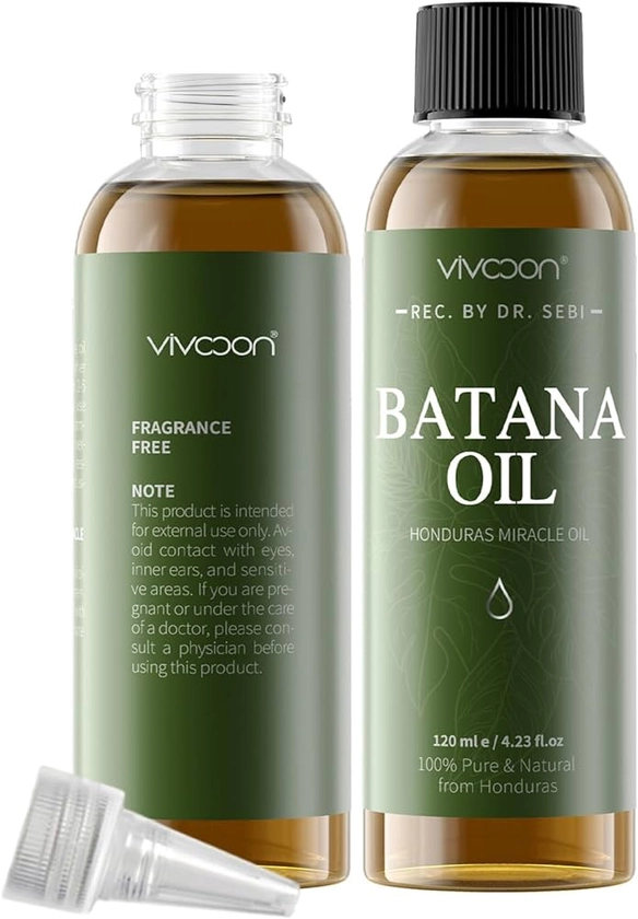 Batana Oil for Hair Growth, 100% Pure & Natural Raw Batana Oil, Dr. Sebi Organic Oil from Honduras, Care for Hair Thickness & Scalp & Skin, 4.23 fl oz, 1 Bottle with 2 Caps