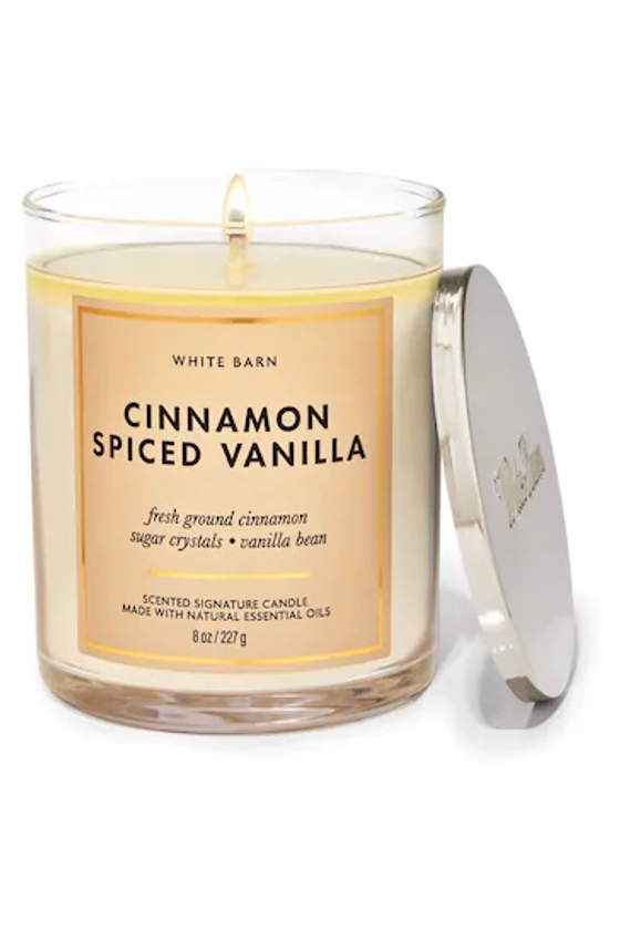 CinnamnSpcdVanlla Bath & Body Works Cinnamon Spiced Vanilla Signature Single Wick Candle 8 oz / 227 g
