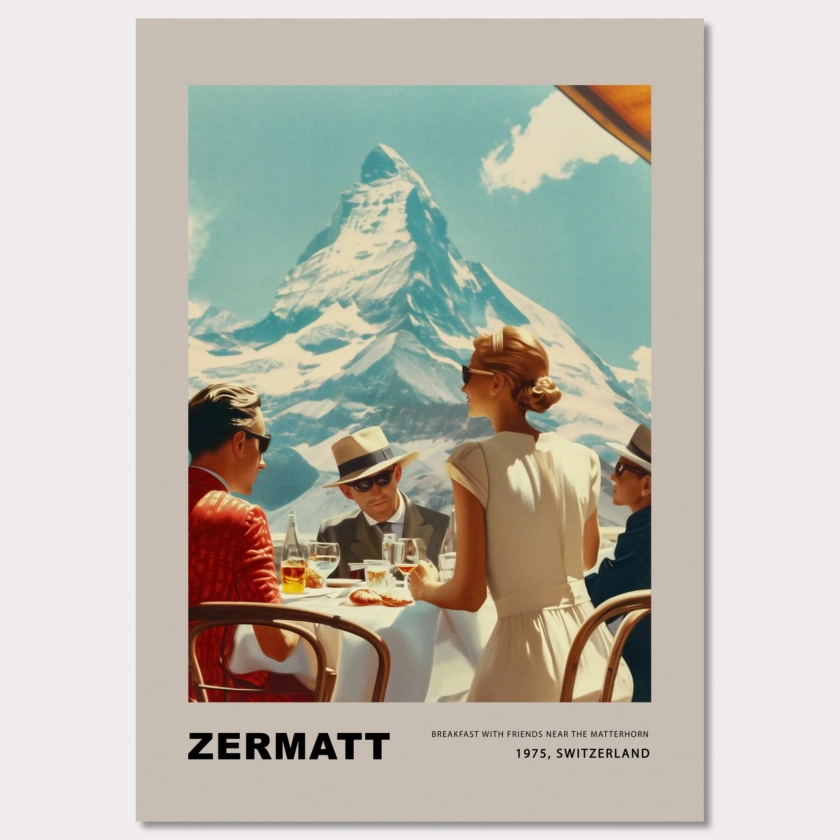 Breakfast in Zermatt Poster / Frühstück in Zermatt Poster / Affiche Petit-déjeuner à Zermatt