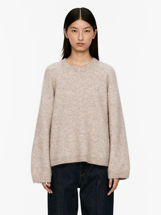 Pull en mélange de laine et d'alpaga - Beige - Crew neck - ARKET FR