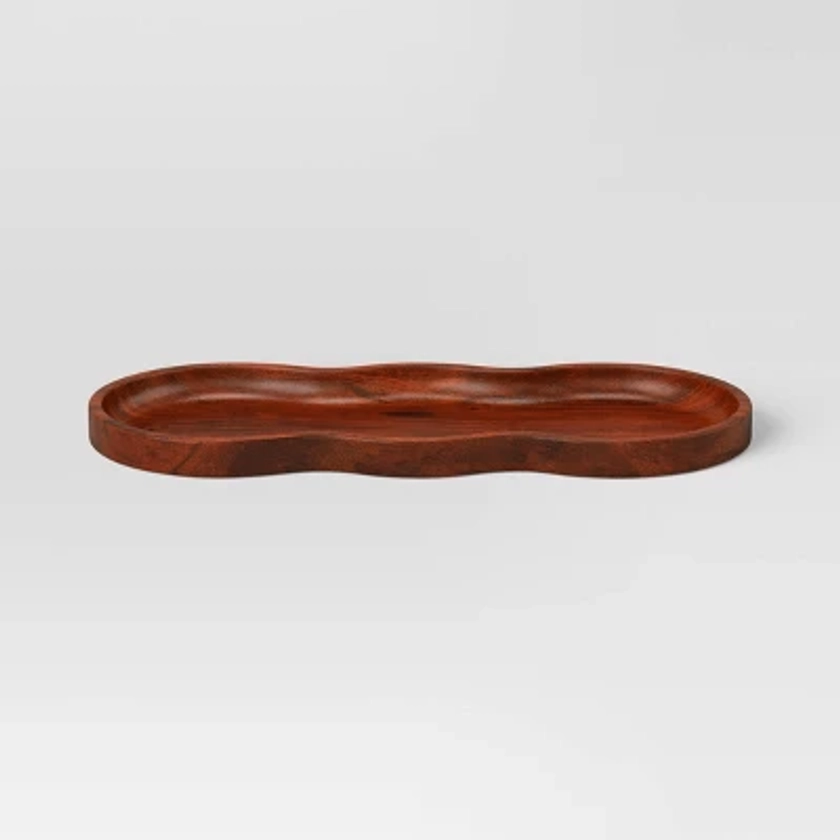 8"x18" Organic Form Wood Decorative Tray Brown - Threshold™