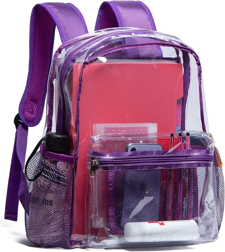 Vorspack Clear Backpack Heavy Duty PVC Transparent Backpack with Reinforced Strap for College Workplace