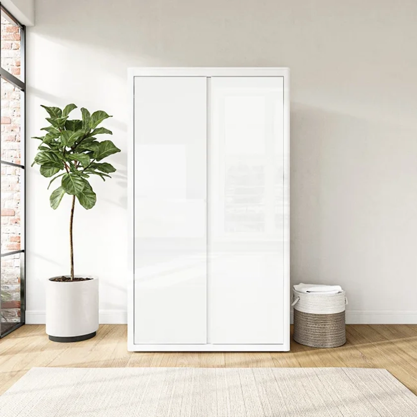White Gloss Double Wardrobe with Soft Close Doors - Lexi - Furniture123