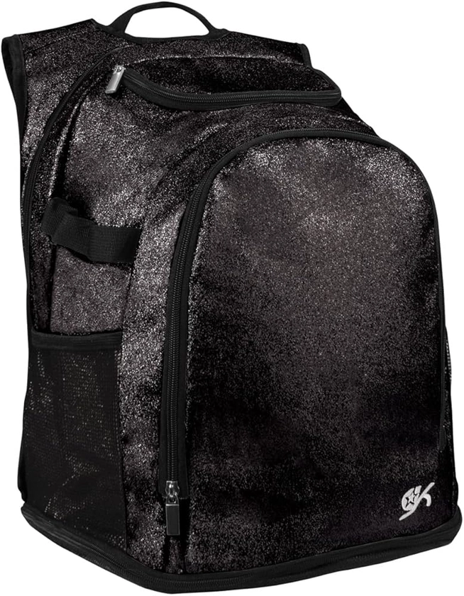 GK All Star Extreme Glitter Large Backpack - Ultimate Travel Bag for Athletes, Cheerleaders, Gymnasts (Black Glitter)