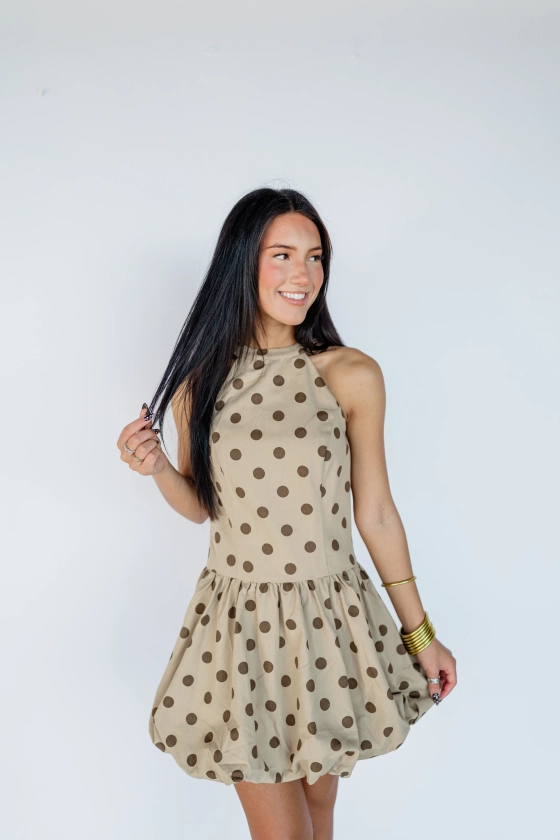 HIGH NECK POLKADOT DRESS