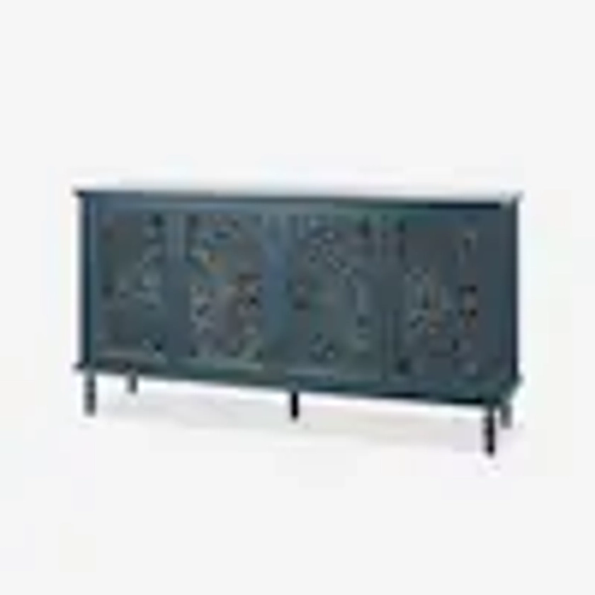 Herculaneum Blue Traditional Wooden 63 in. Wide Sideboard with 4-Doors and Adjustable Shelves