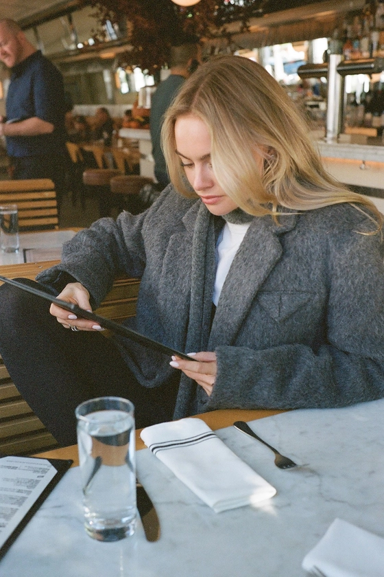 Blazer oversize en laine mélangée brossée Gris