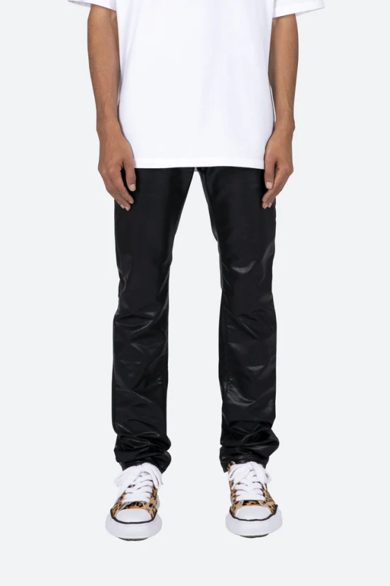 D481 Leather Straight Pants - Black