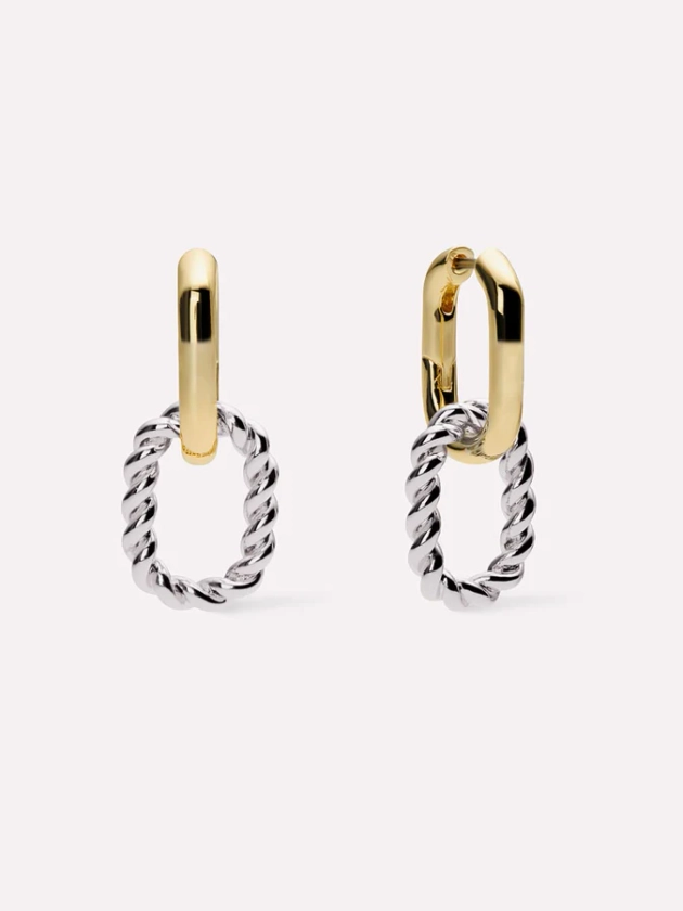 Double Hoop Earrings - Ash Double Two Tone | Ana Luisa Jewelry