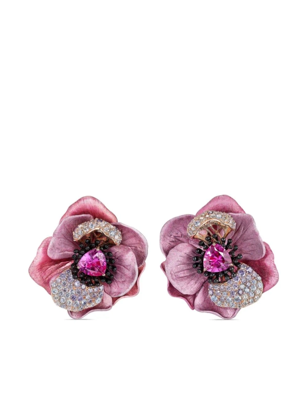 Anabela Chan 18kt Rose Gold Bloom Sapphire And Diamond Earrings - Farfetch