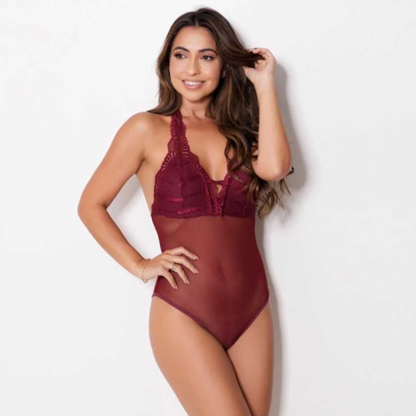 Body Sem Bojo Frente Única Em Tule E Renda - C9036 - R$ 51,15