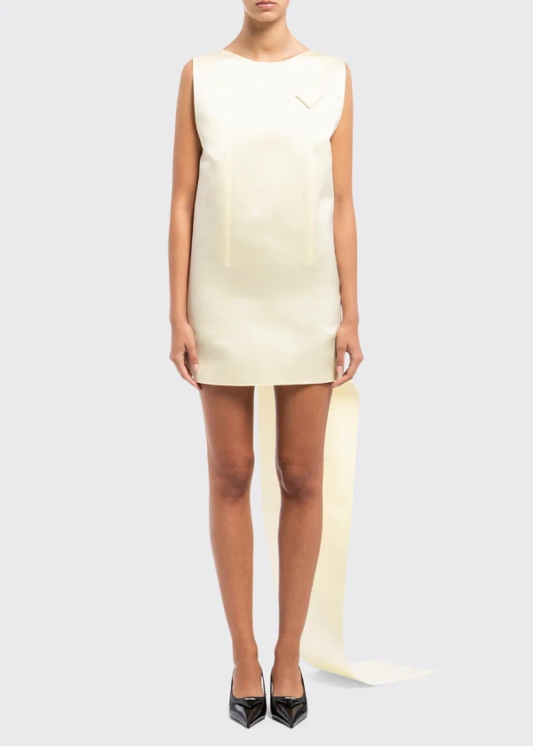 Prada Silk Shift Mini Dress w/ Train - Bergdorf Goodman